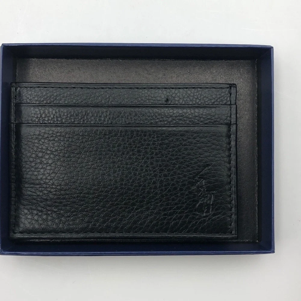 Polo Ralph Lauren Pebbled Card Case with Money Clip